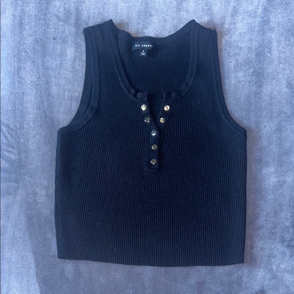 Black Crop Top with Gold Buttons